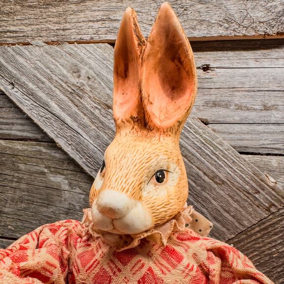 Pair of Vintage Anthropomorphic Mr and Mrs Easter Bunny-Bendable Soft Bodies - Picture 3 of 9